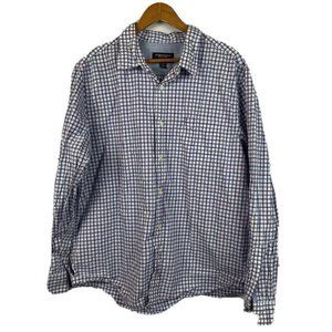 American Eagle Mens 2XL Athletic Long Sleeve Button Up Shirt Purple Blue Check